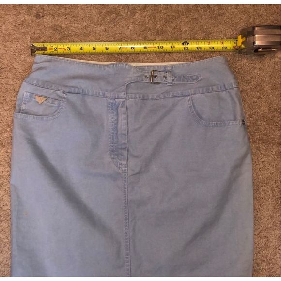 Max Mara Weekend Light Blue Denim Cotton Blend Washed Denim Midi Skirt Size 10 - Picture 16 of 16